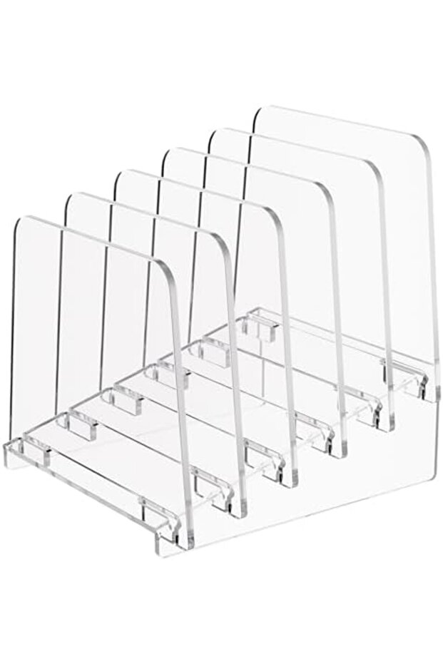 Desk File Organizer, 5-Section Vertical File Holder Stand, Acrylic Sorter for Office, School, Home