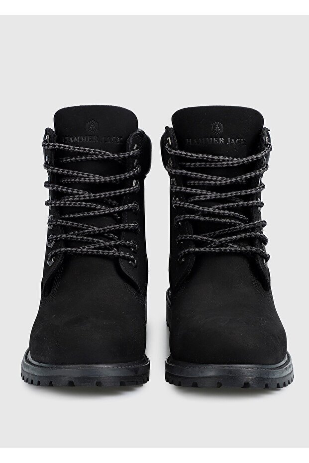 Siyah Deri Kadın Asker Botu - 3