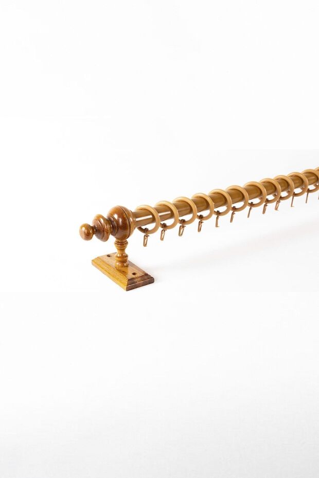 Meşe Raysız Ahşap Rustik Perde Askısı - Rustik Borusu 300 Cm - 5