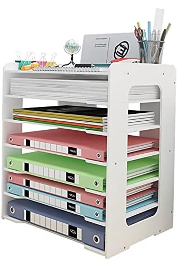 7-Tier Letter Tray Organizer, Office Desk Tidy Storage Rack, A4 Paper Filing Holder for Home Office