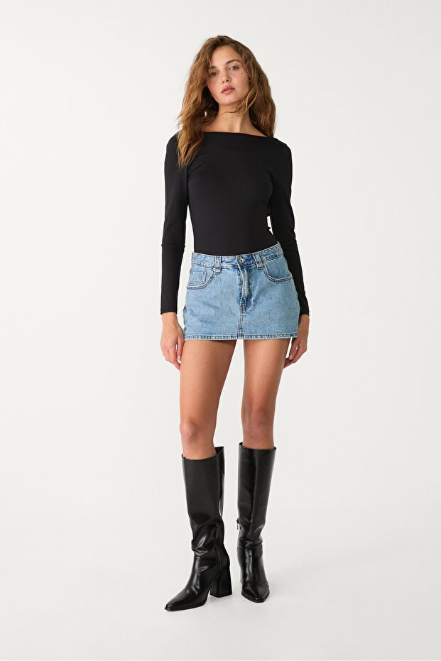 Denim şort etek - 3