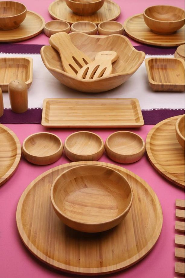 Bambu Glow 6 Kişilik 31 Parça Doğal Bambu Kahvaltı Takımı – Kahvaltı Seti Sunum Seti - 2