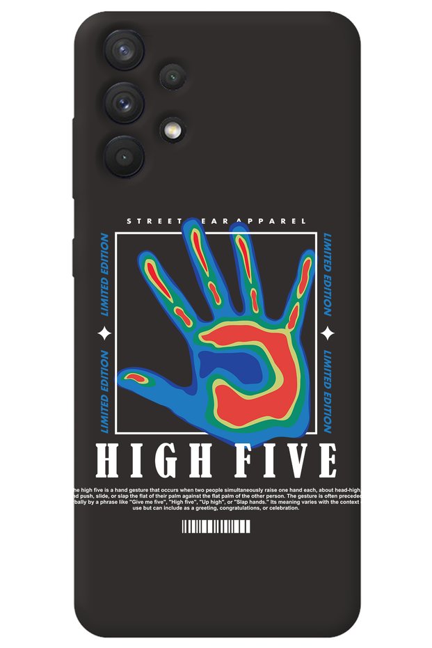 Silicone Phone Case for Samsung A13 4g Black Inside Velvet High Five Pattern