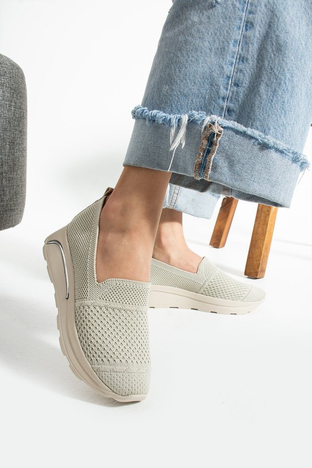 Beige Knitwear Comfortable Sports Shoes Comfort Soft Sole Snekaer