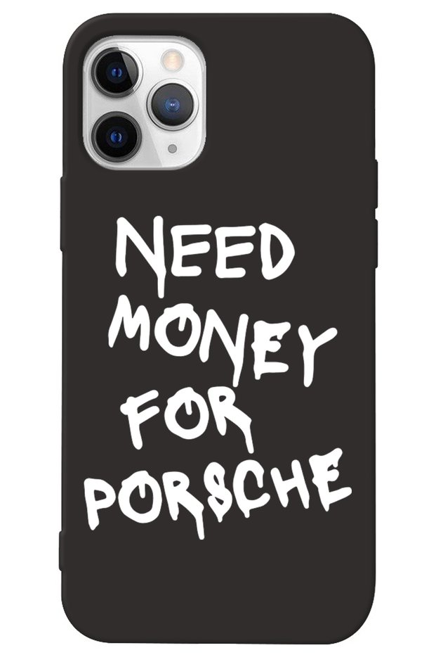 Silicone Phone Case for iPhone 14 Pro Black Inside Velvet Need Money Pattern