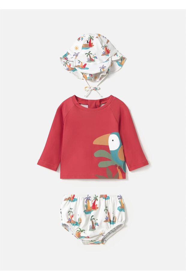 Baby 3-Piece Swimsuit Set Red 1669