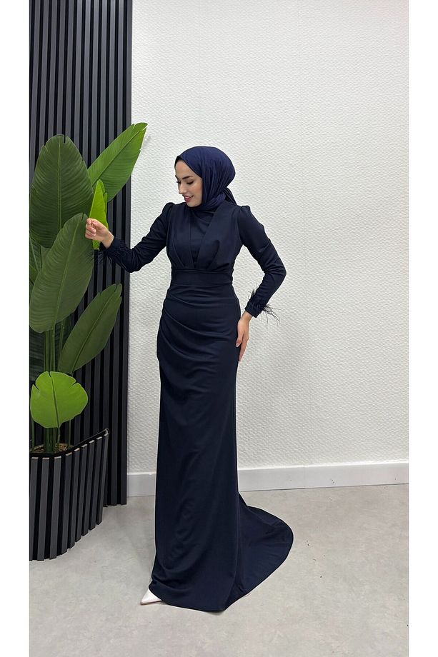 Beste çift örme krep tesettür elbise - 2