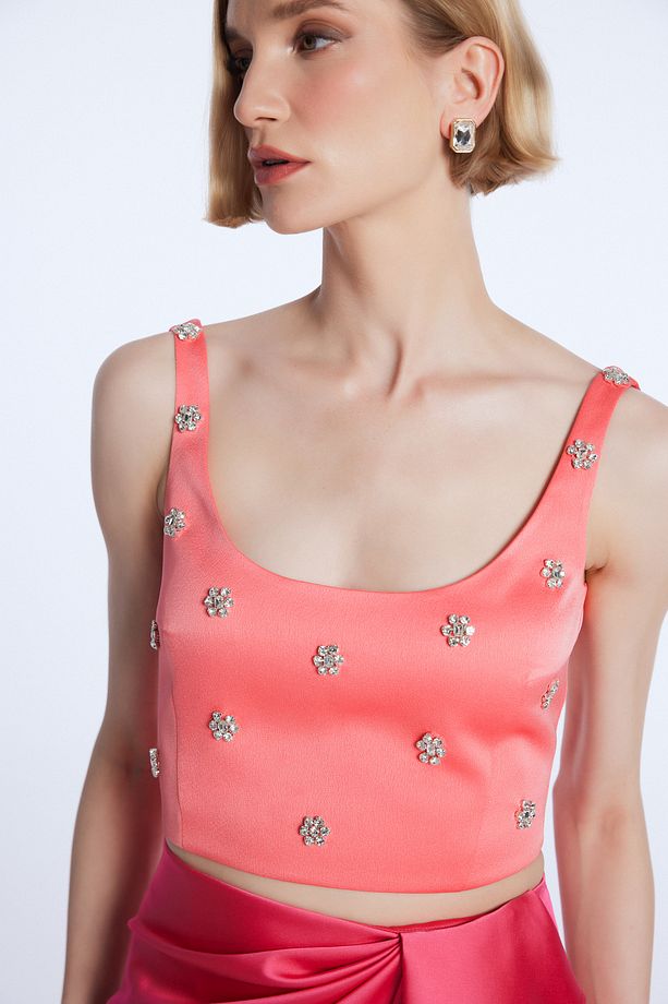 Mert Aslan Taşlı Crop Bluz - 4
