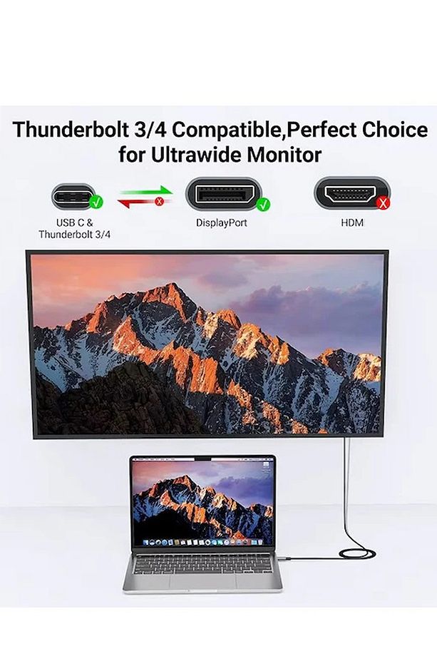 3131 Type C To Display Port Kablo 8k 4k 60/120 Hz Displayport Çevirici Dönüştürücü Adaptör - 4