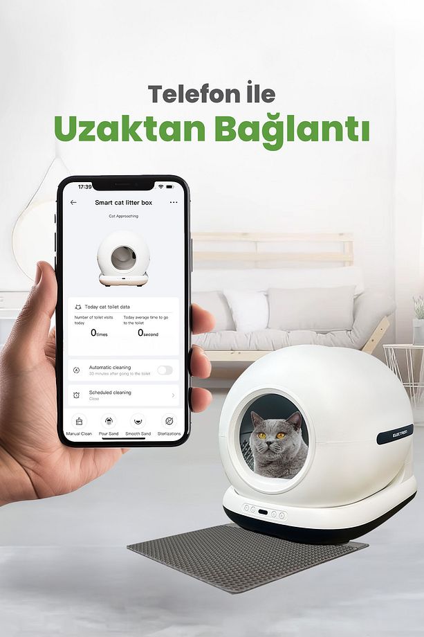 Kedi Tuvaleti Otomatik, App Ile Kontrol, 75lt Iç Hazne, 7lt Çöp Haznesi , Siyah - 6