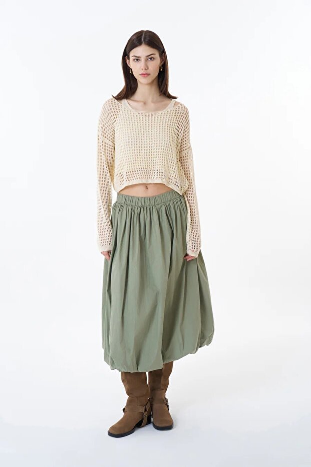 Ajurlu İkili Triko Ecru - 4