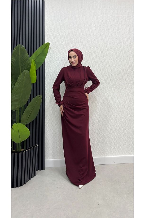 Beste çift örme krep tesettür elbise - 2