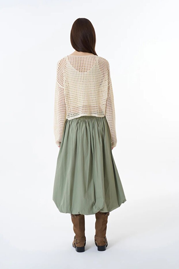 Ajurlu İkili Triko Ecru - 3