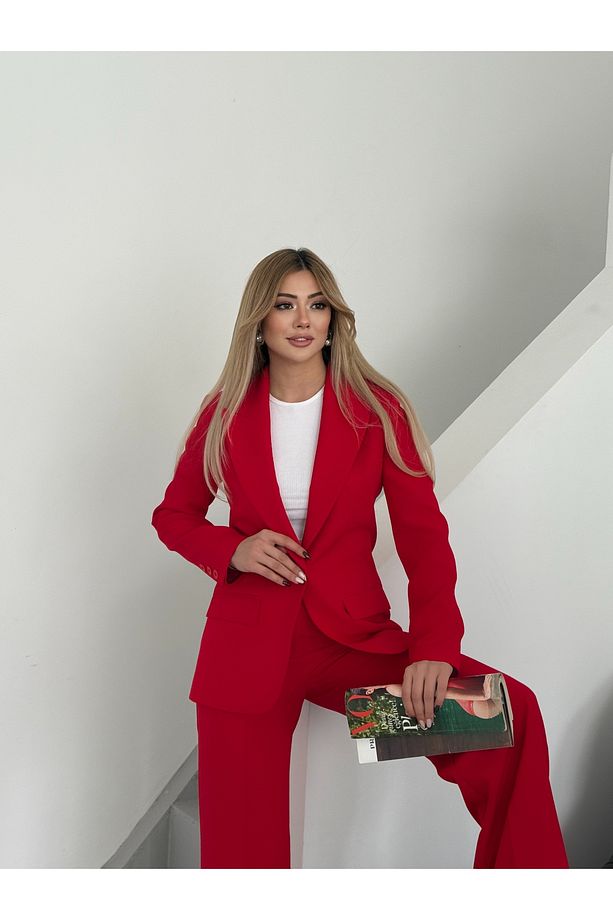 Blazer Takım Elbise Tek Düğme Ceket Pantolon - 7