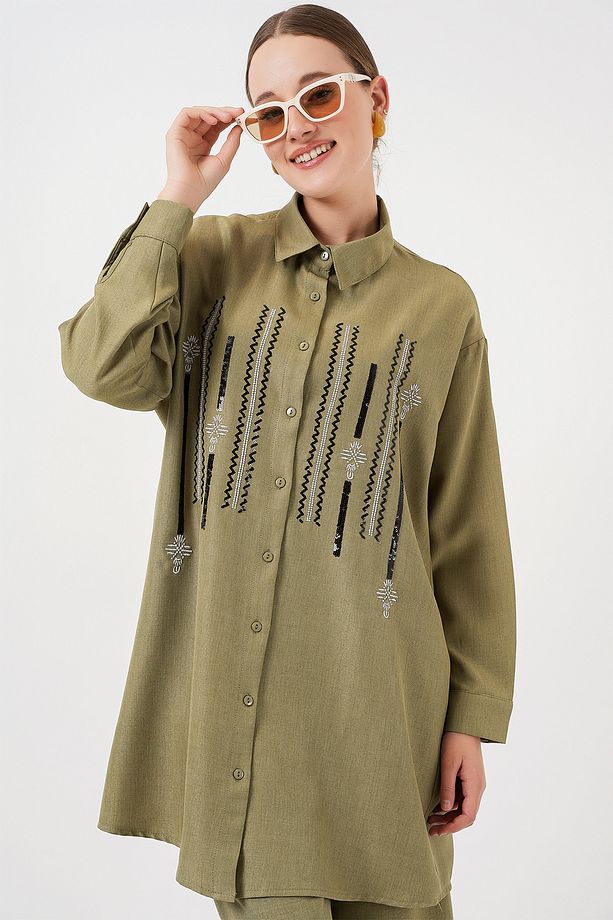 Desenli Tunik Pantolon İkili Takım 6720 - Çağla - 2