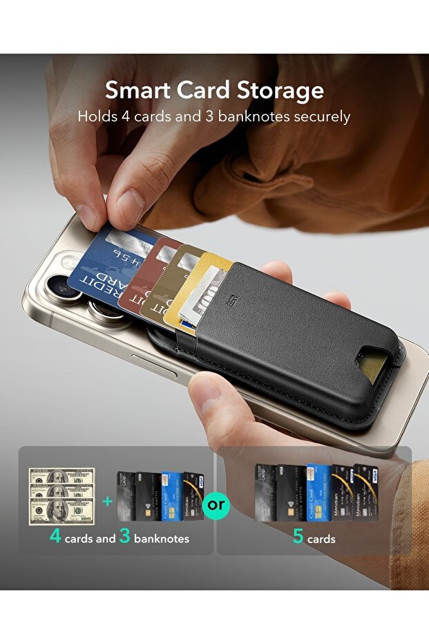 iPhone Cüzdan Halolock Magsafe Boost Wallet Cüzdan - Siyah - 2