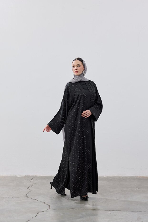 Taş Detaylı Abaya - 4