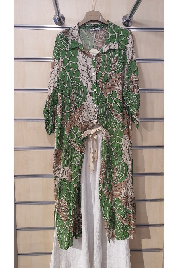 Patterned Thin Cotton Shirt Dress