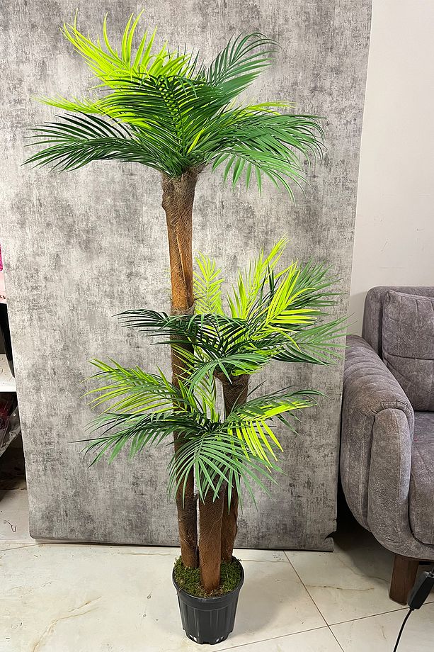 Yapay Areka Palmiye Ağacı 150 cm 3 Dallı 27 Yapraklı - 5