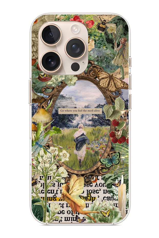 iPhone 16 Pro Max Compatible Green Nature Transparent Silicone Case