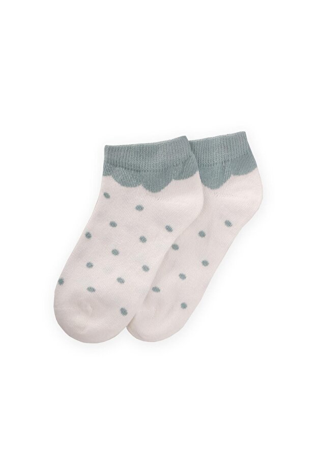 Polka Dot Kids Booties Socks 5-12 Years Mint Green