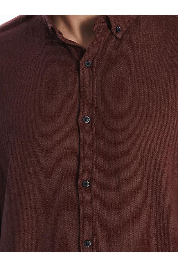 LCW Vision Slim Fit Uzun Kollu Armürlü Erkek Gömlek (S5) - 3