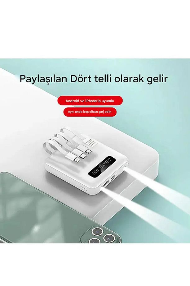 PW-97 2.4A, LCD’li 1xUSB-A Dahili Mikro Type-C, Lightning - 3