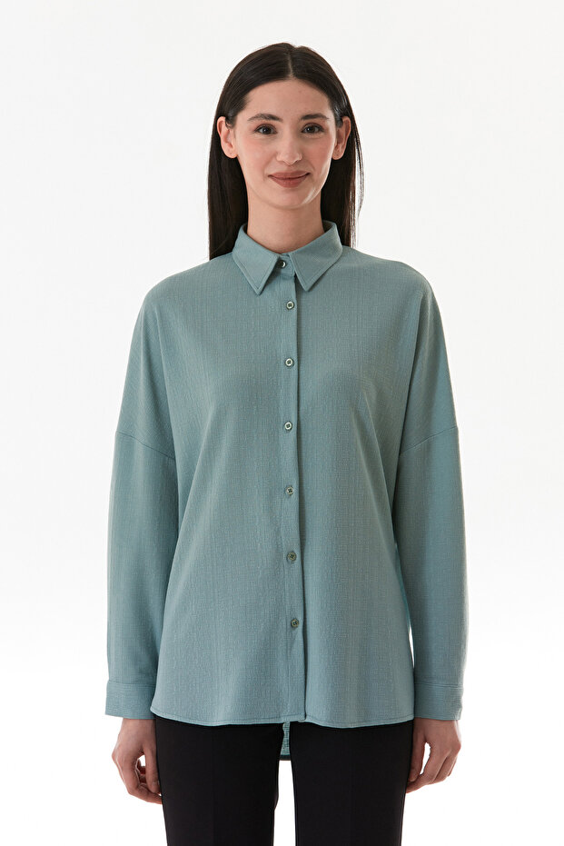 Basic Jakarlı Oversize Gömlek - 8