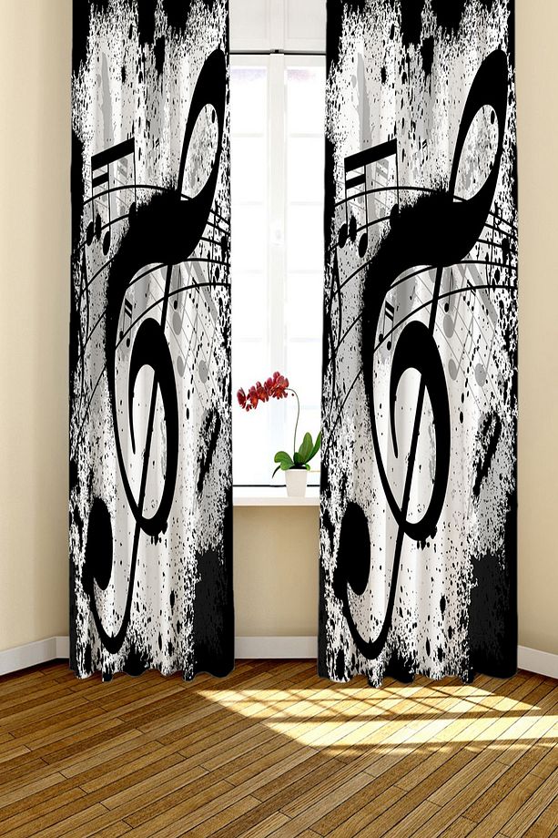 Dekoratif Soyut Müzik Desenli Fon Perde – Estetik & Özgün Dokunuş 140x260 CM Tek Kanat - 7