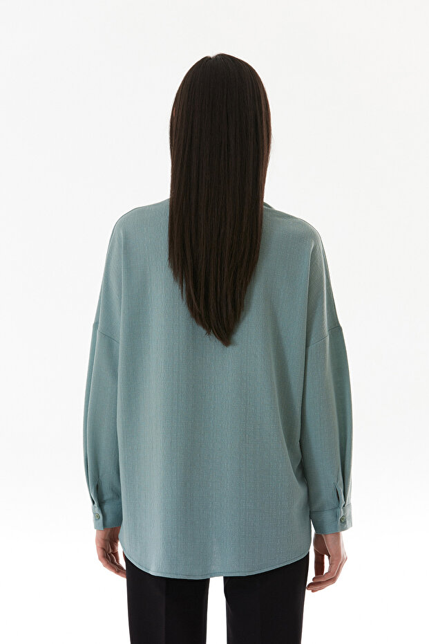 Basic Jakarlı Oversize Gömlek - 6
