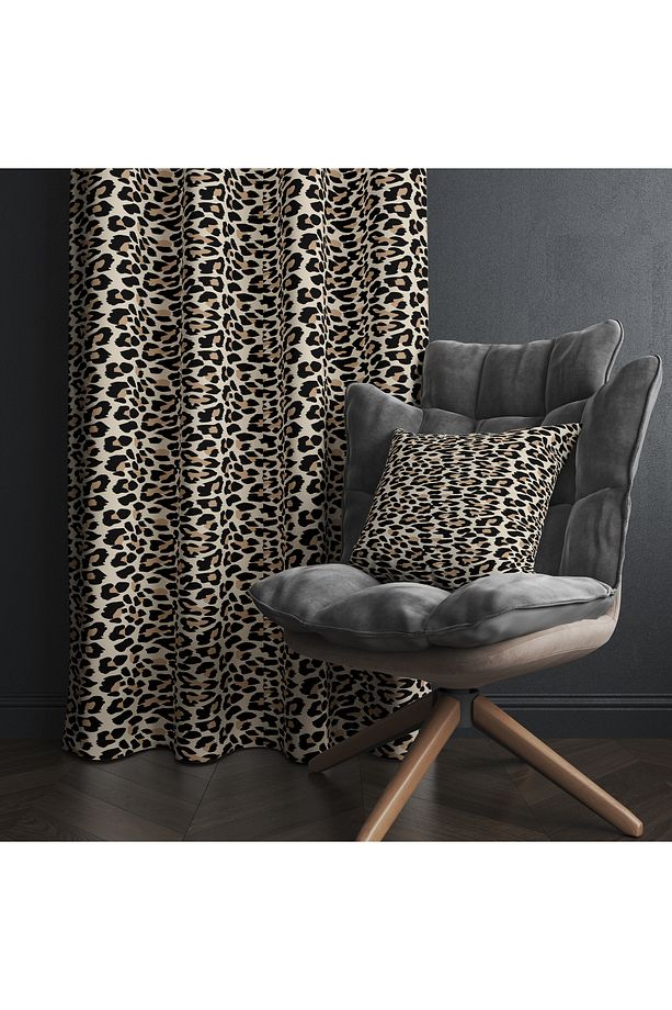 Leopar Desenli Fon Perde – Vahşi ve Şık Dekorasyon 140x260 CM Tek Kanat - 4