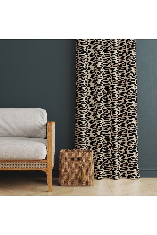 Leopar Desenli Fon Perde – Vahşi ve Şık Dekorasyon 140x260 CM Tek Kanat - 2