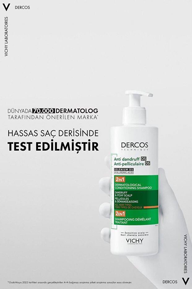 Dercos 2’si 1 Arada Kepek Karşıtı & Nemlendirici Şampuan 390ml 2 Adet - 5