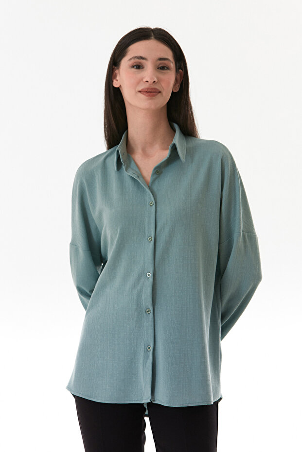 Basic Jakarlı Oversize Gömlek - 3