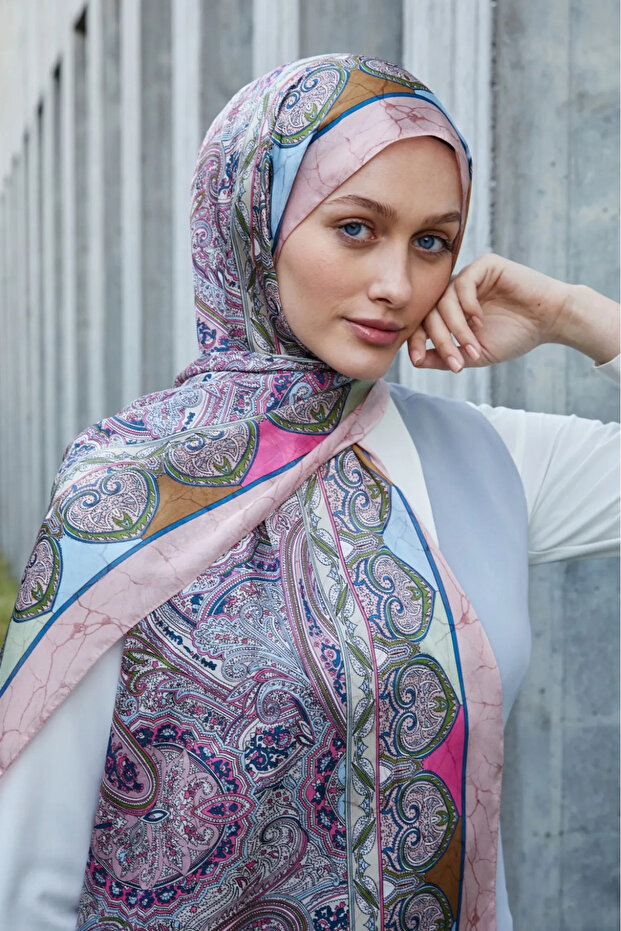 Indian Silk Shawl D.3 - Dusty Rose/Camel