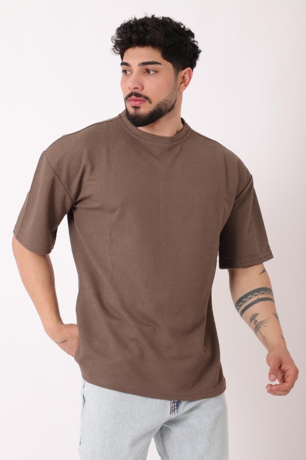 Honeycomb Model Crew Neck Oversize T-Shirt Stu-2468_30462