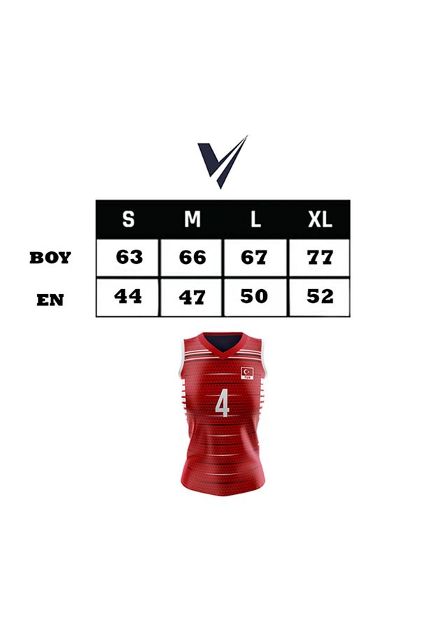Voleybol Forması 2 Adet Voleybol Taytı 1 Adet Set Voleybol Forma Tayt Set Kırmızı Volleyball - 3