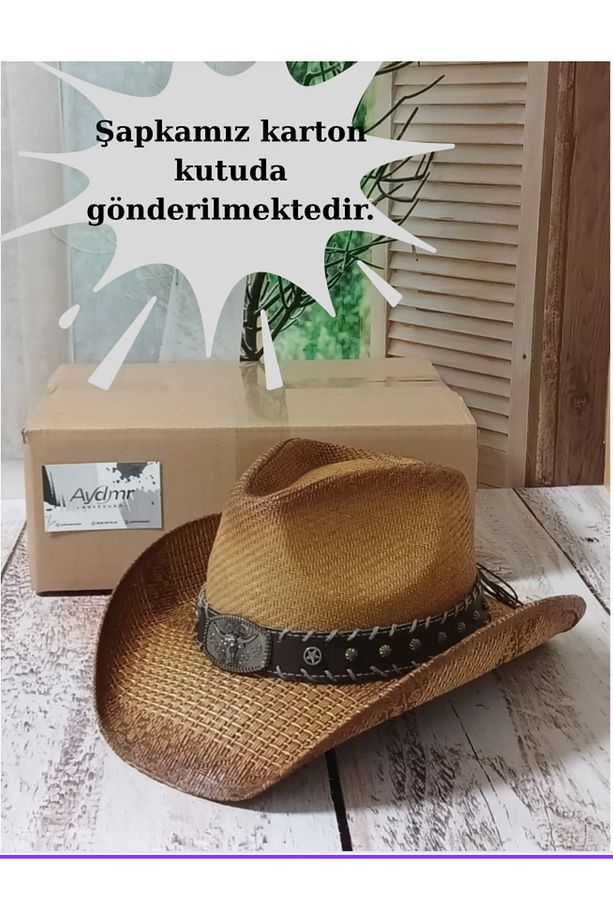 Unisex Lüks Kovboy Hasır Şapka - 1