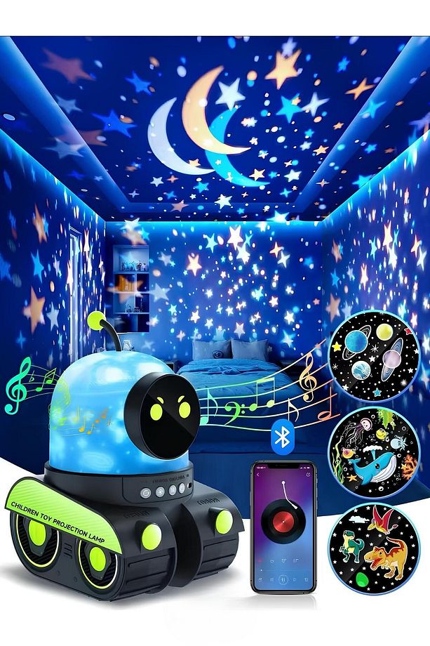 ÇOCUKLAR İÇİN EĞİTİCİ VE EĞLENCELİ ROBOT TEMALİ PROJEKTÖR GECE LAMBASI 21 FİLMLİ - 5