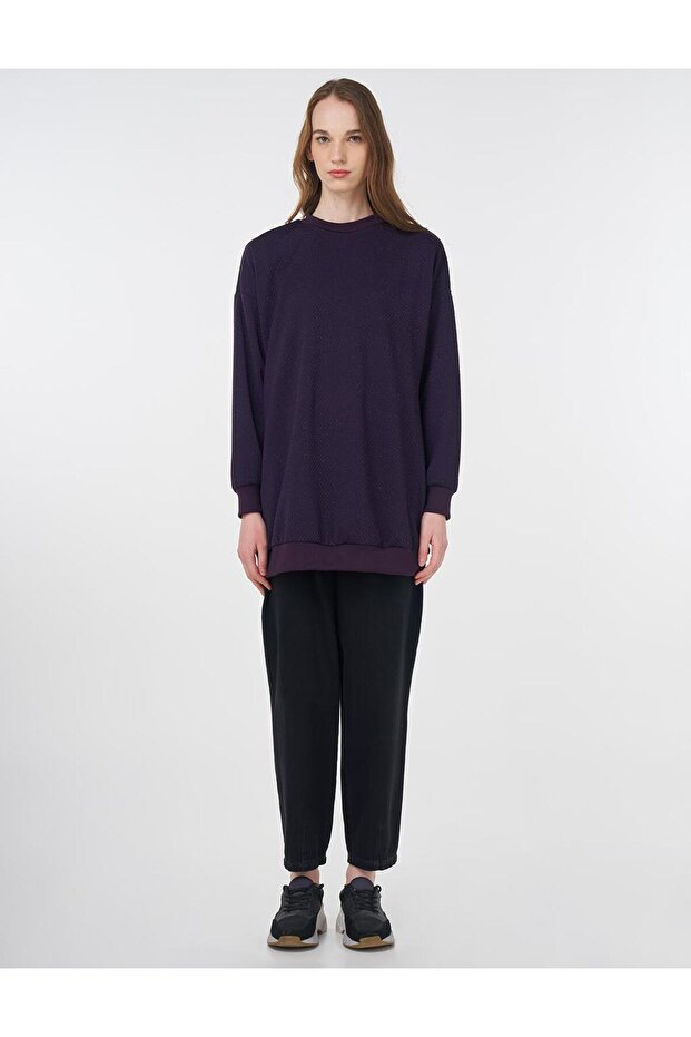 Dokulu Basic Sweatshirt Mor - 3