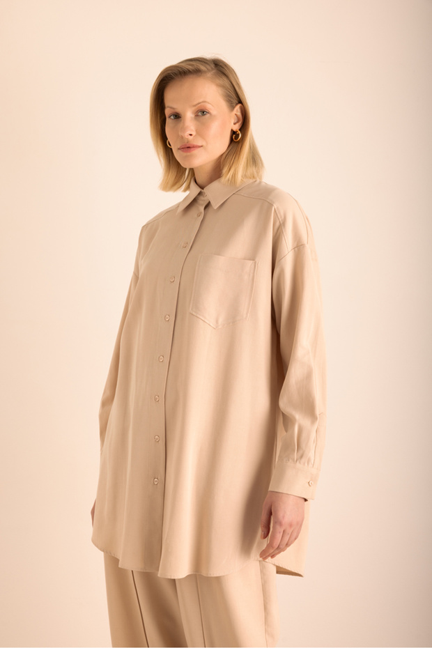 Bej Cotton Tunik - 1