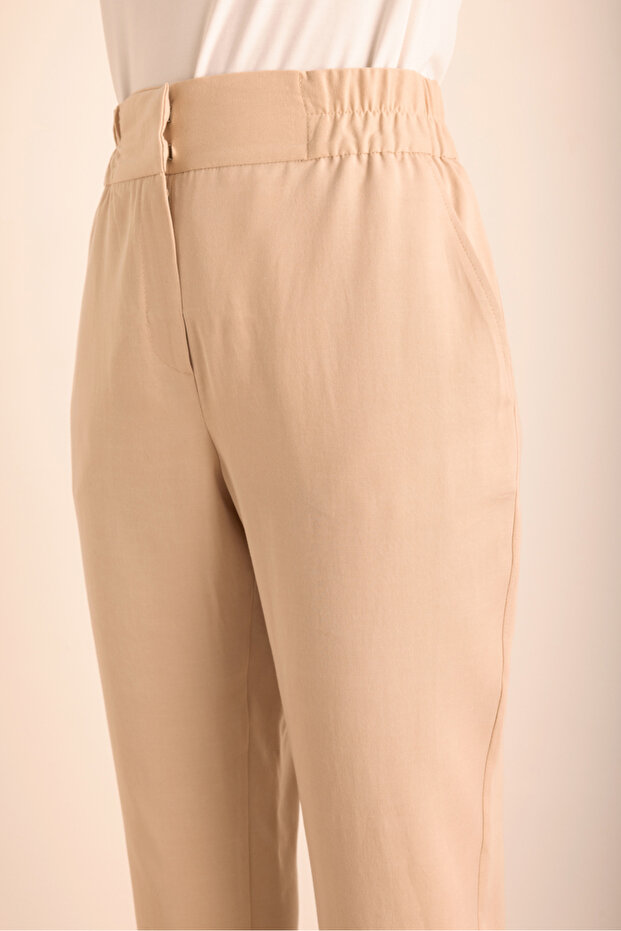 Bej Cotton Pantolon - 4