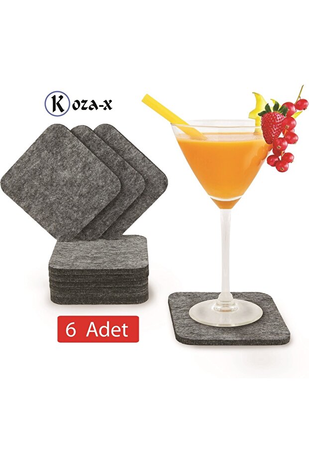 Set of 6 Coasters, Ideal for Home, Office and Workplace, Smoked Felt Coasters