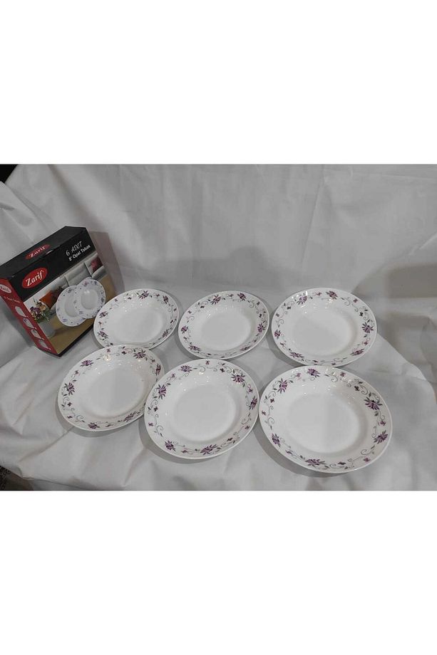 20cm Desenli Arcopal Yemek Tabağı Çukur Tabak 6 Kişilik 8"no Opal Cam Tabak - 3