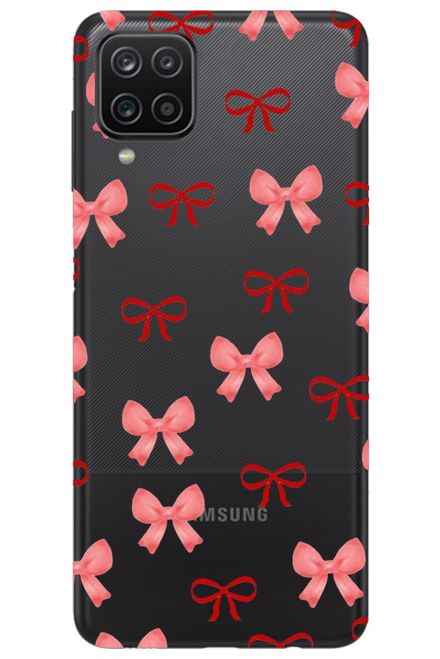 Samsung A12 Bows Pattern Patterned Transparent Silicone Phone Case