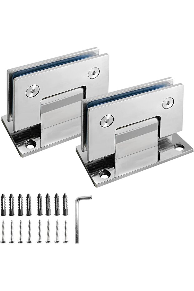 AZKEEGREY 2 Pcs Frameless Glass Shower Door Hinges, 90 Degree Glass Door Hinges, Heavy Duty 304 Stai