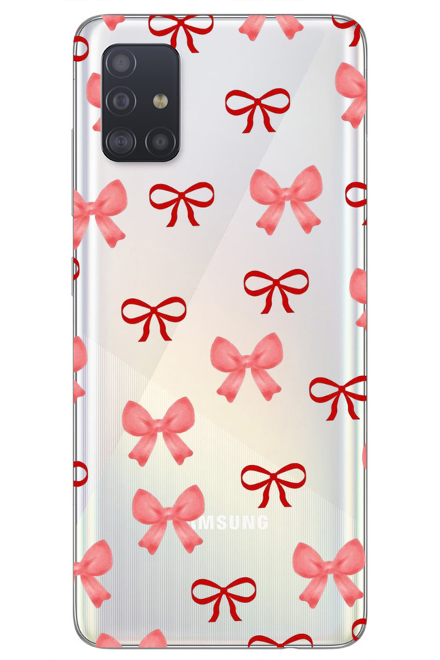 Samsung A51 Bows Pattern Patterned Transparent Silicone Phone Case