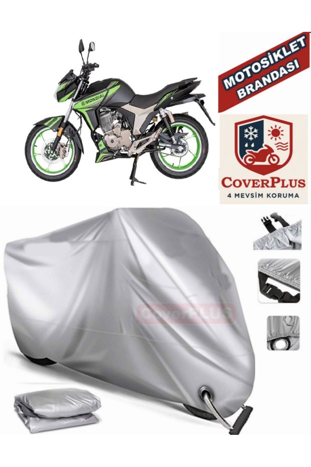 Gray Lock Compatible Motor Tarpaulin Mondial Kd 125 F Motorcycle Tarpaulin Cover Tent (Motoen)