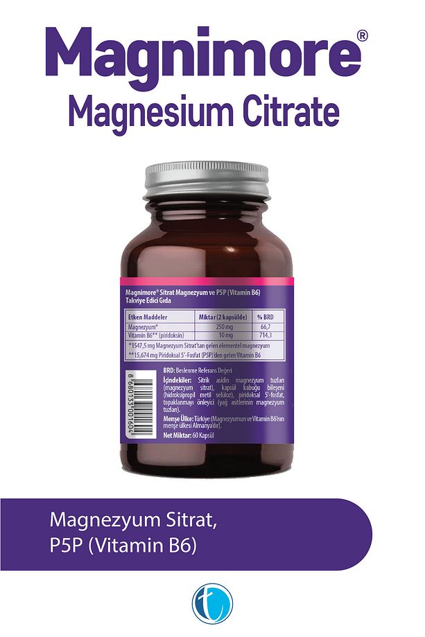 Magnezyum Sitrat 60 Bitkisel Kapsül Vitamin B6 P5P - 2