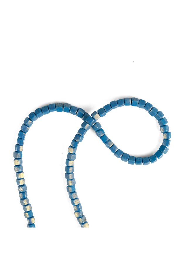 5mm Cube Fimo Denim Blue Color over Pearlescent Glitter Denim Blue Fimo Beads Strand Polymer Clay 40 cm